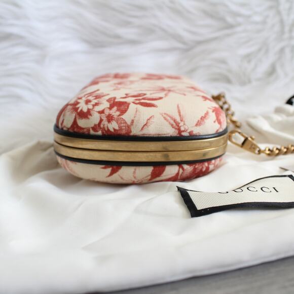 Gucci Linen Herbarium Cherry Blossom Print Broadway Box Chain Clutch Bag - Picture 9 of 15